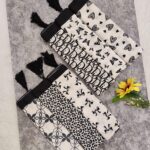 شال نخی مشکی سفید (30855)