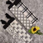 شال نخی سفید مشکی(30891)