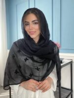 شال حریر شیفون گلدوزی وارداتی (30973) - Image 6