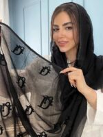 شال حریر شیفون گلدوزی وارداتی (30973) - Image 5