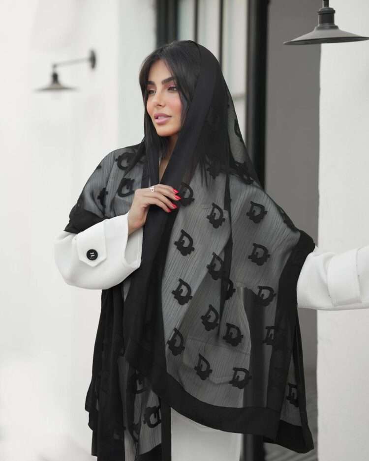 شال حریر مشکی وارداتی (31168)