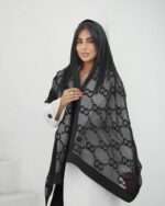 شال حریر مشکی وارداتی (31168) - Image 3